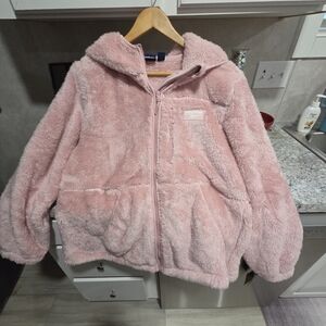 New Reebok Pink Fuzzy Coat. With Tags , Faux Fur Lining  Sz 1x Retail 119
